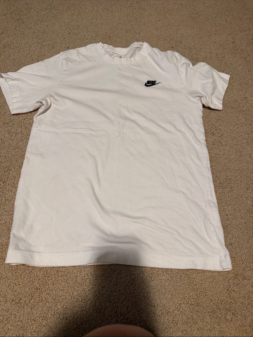 Nike White Short Sleeve Crew Tee with Black Swoosh